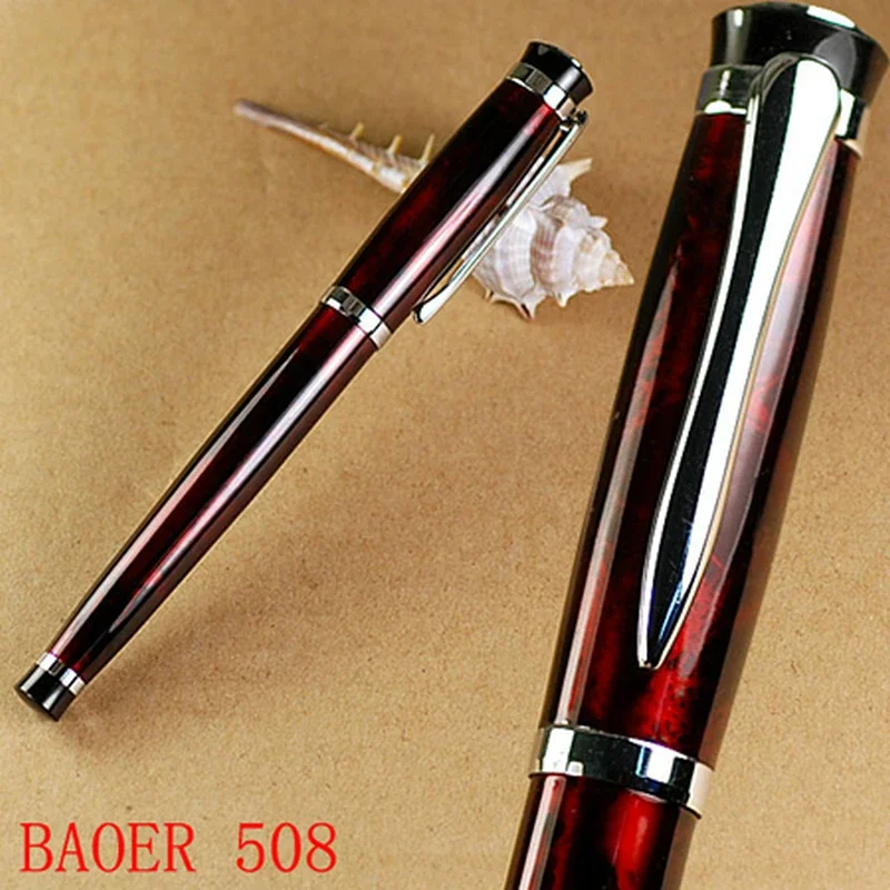 Boaer 508 Polished Wine and Silver M Nib Fountain Pen Business & School Supplies Hot