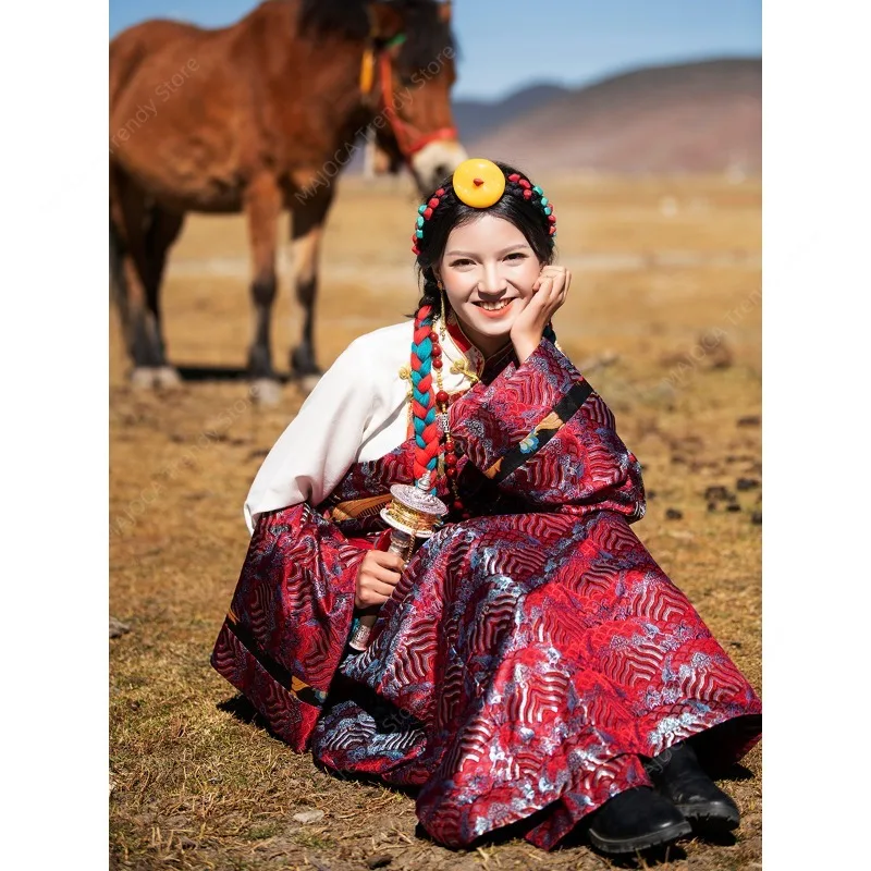 Tibetan Dance Costume for Women New 2025 Tibetan Robe Khampa Style Noble Tibetan Dress Performing Arts Garment Spring Collection