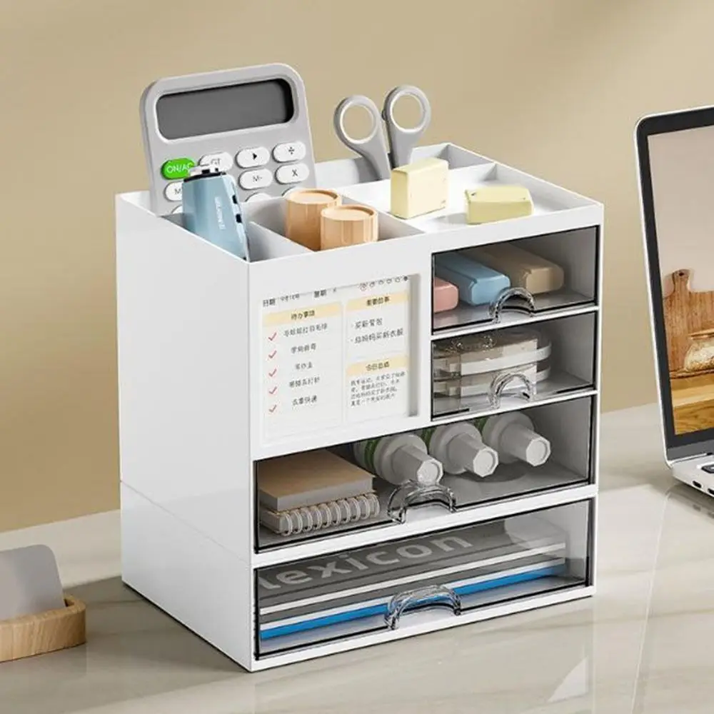 

Plastic Drawer Storage Box Large Capacity Reasonable Partition Desk Organizer with Sliding Drawer Space Saving Pen Holder School