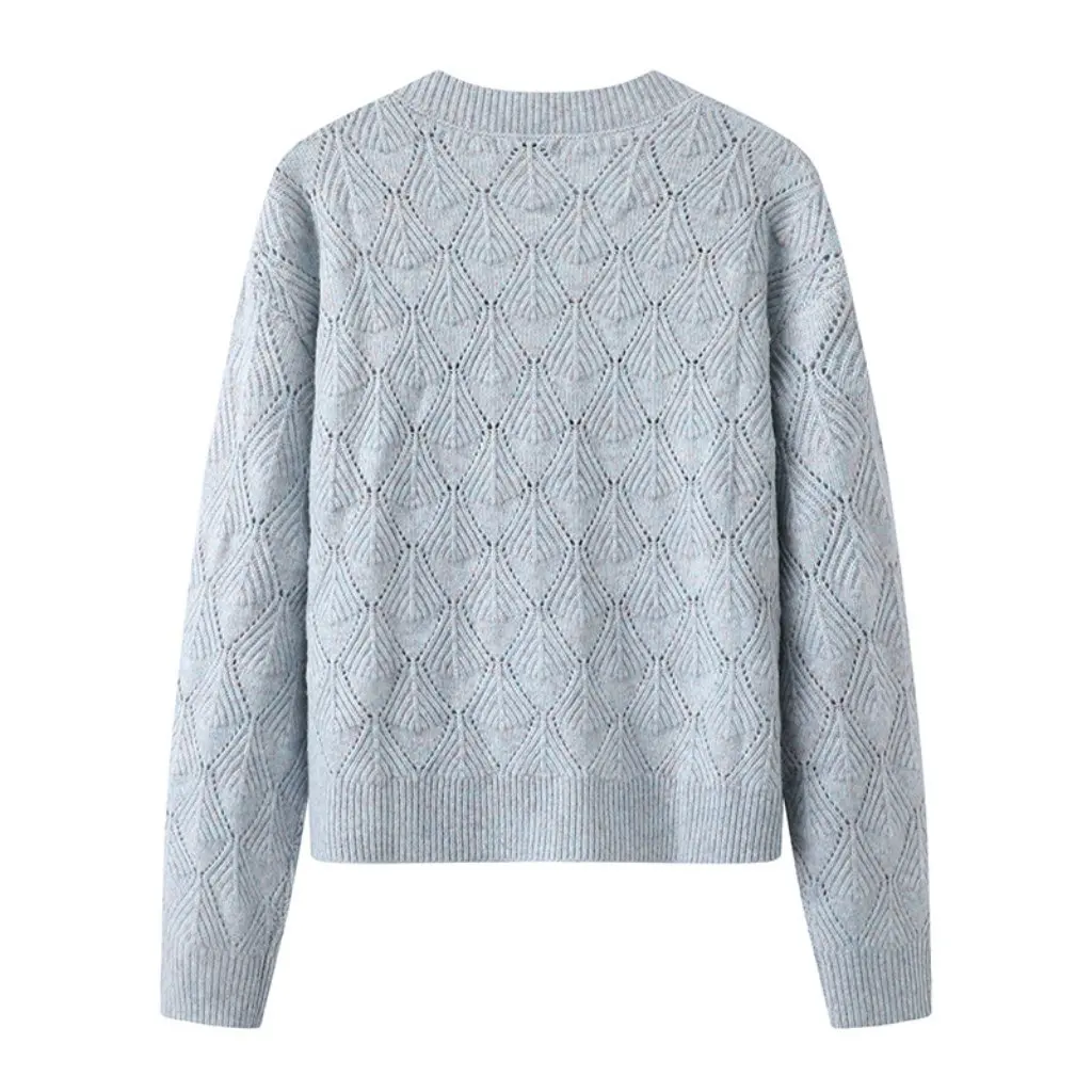 

Korean Style Women's Lace Knitted Cardigan V-Neck Hollow Design Spring New Gentle Wind Fashionable Wholesale 00AA-3017