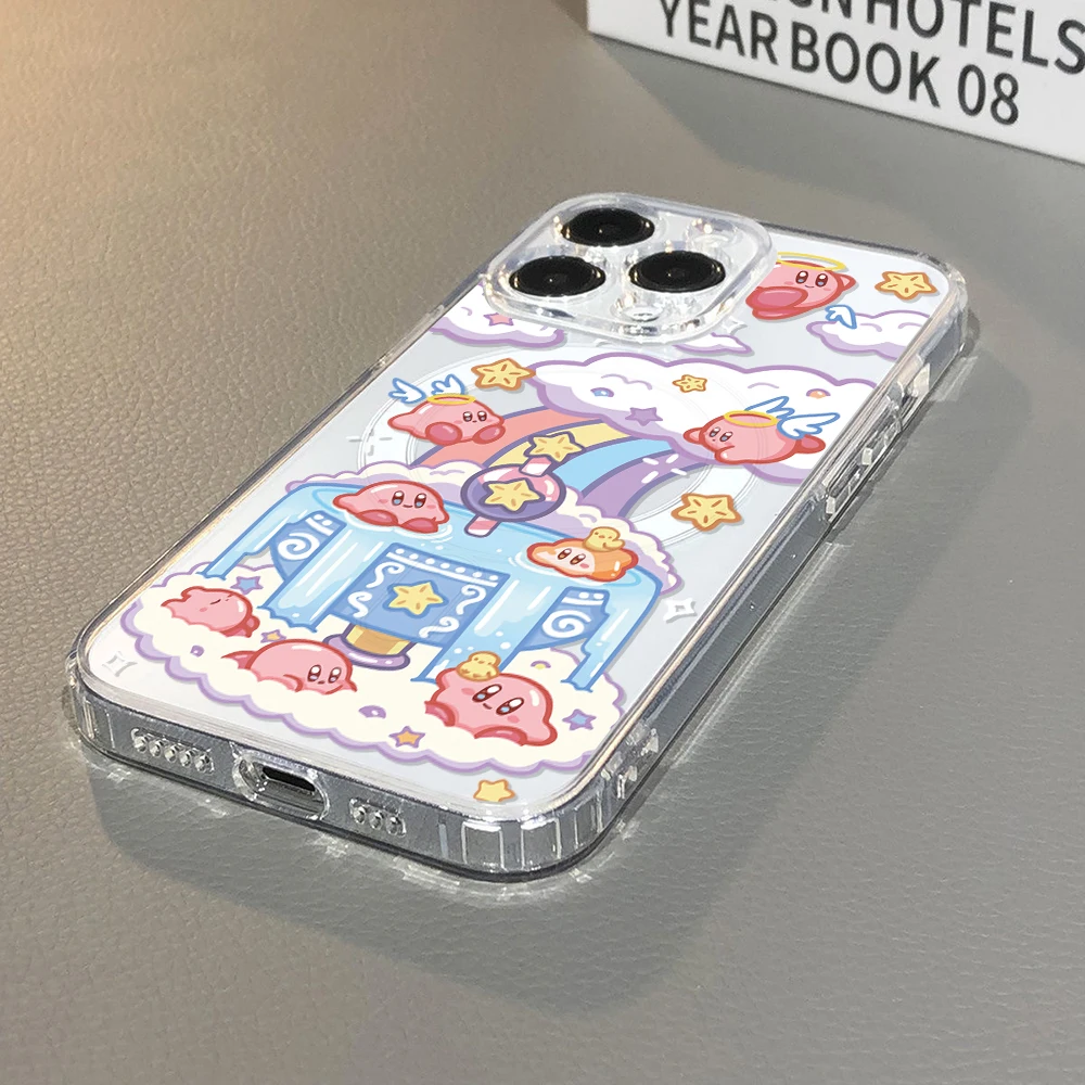 Pink K-Kirbys For Magesafe Magnetic Phone Case for iPhone 17 Air 16 15 14 Plus 13 12 11 Pro Max Clear Cover view 3