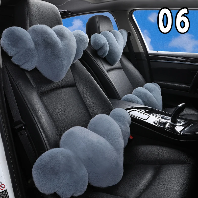 

﻿Car Plush Heart-shaped Headrest Neck Protection Pillow Seat Back Waist Support Cushion Luxury Women's Car Accessories