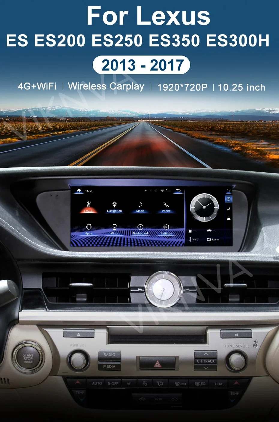 Car Radio For LEXUS ES ES200 ES300H ES250 ES350 2013-2017 BT DSP 10.25inch AHD GPS Carplay 4G Qled Screen Navi RDS Android 14