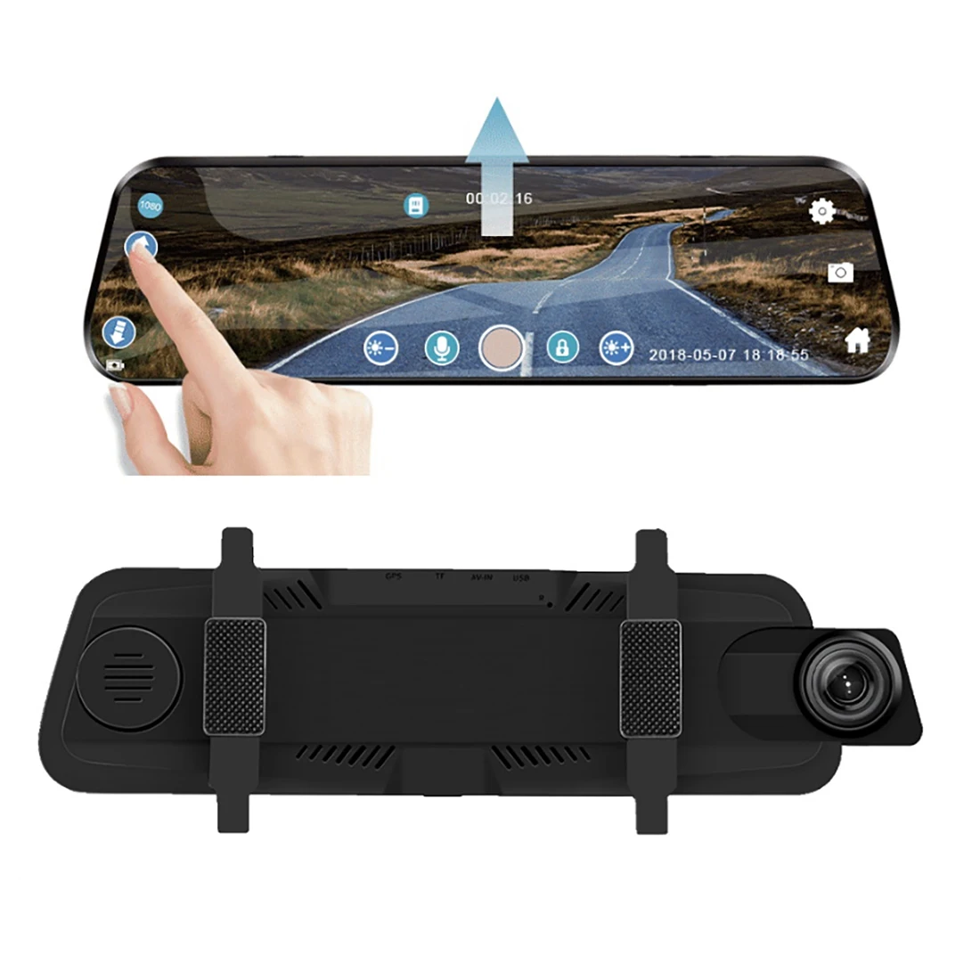 DVR per auto Touch Screen Stream Media videoregistratore a doppia lente specchietto retrovisore Dash Cam specchio per fotocamera anteriore e posteriore