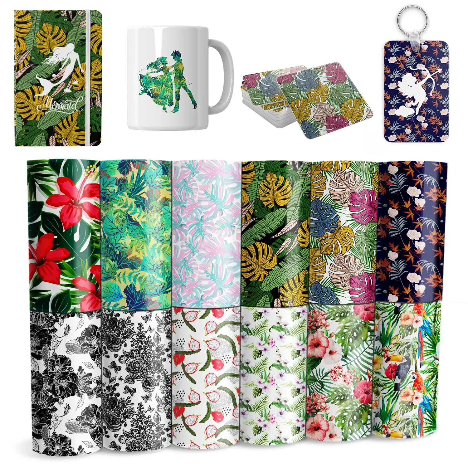 WOWOCUT Plant Flowers Pattern Sublimation Transfer Paper 12 PCS Infusible Transfer Ink Sheets 12