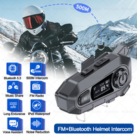 FM+Bluetooth 5.3 Motorcycle Helmet Intercom Headset 500M Wireless Interphone Music Share Moto Waterproof Handsfree Call Kit