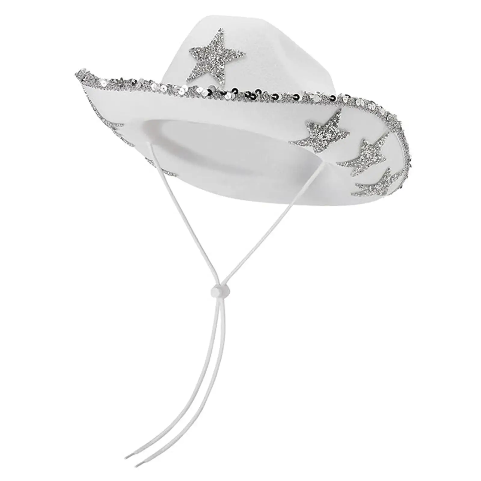 Sparkly Cowboy Hat for Bride Wedding Party Favor Sequin Edge Cloth Sun Hat for Adults
