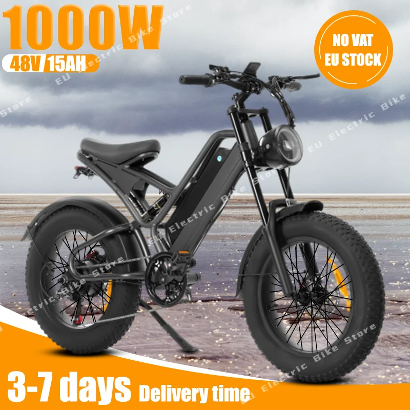 X20 Electric Bike 1000W Motor 48V15AH Lithium Battery Hydraulic brake Adult Ebike Mountain 20*4.0-Inch Fat Tire Electric Bicycle