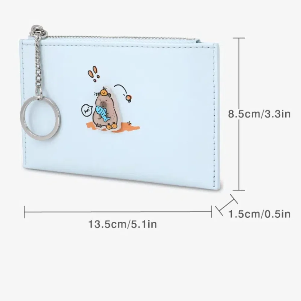 Gift Waterproof Cute Capybara Wallet PVC Korean Style Cartoon Card Case Solid Color Note Compartment Hanging Small Bag Girls