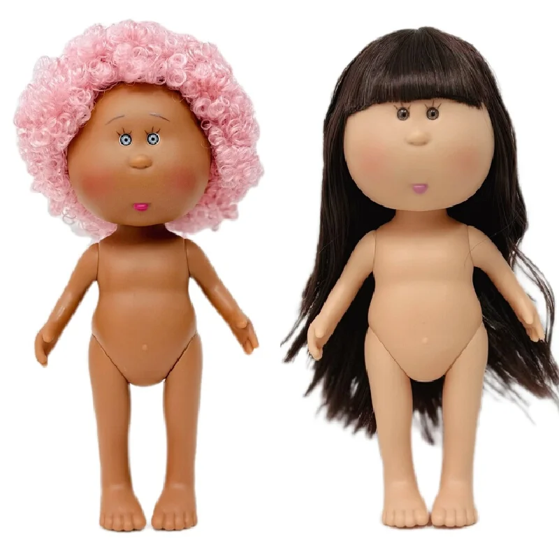 

Girl toy 24 cm plastic doll costume version black skin movable parts 24cm action doll body children's gift DIY curly-haired doll