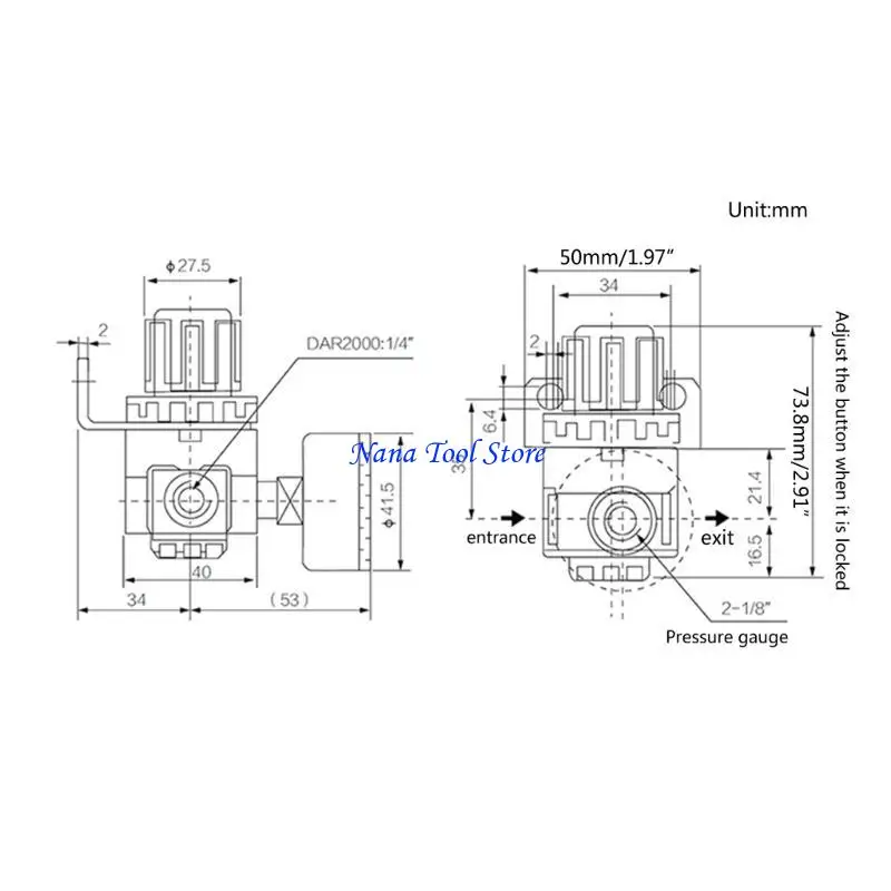 31GJ AR2000 G1/4 Thread Air Pressure Regulator Pneumatic Reducing with Gauge-