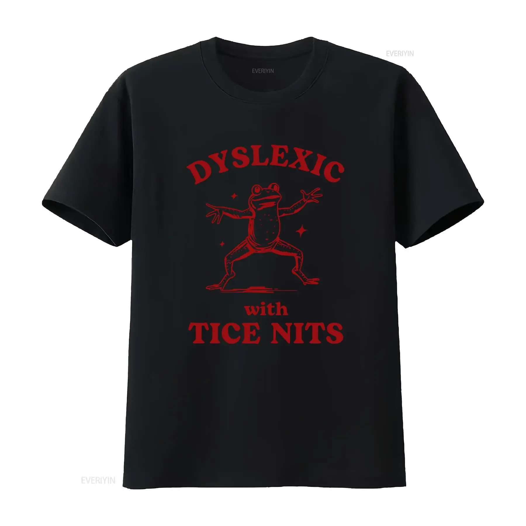 Maglietta da donna divertente con scritta Dyslexic Tice Nits Giallo chiaro vestibilità comoda e ampia casual girocollo vintage