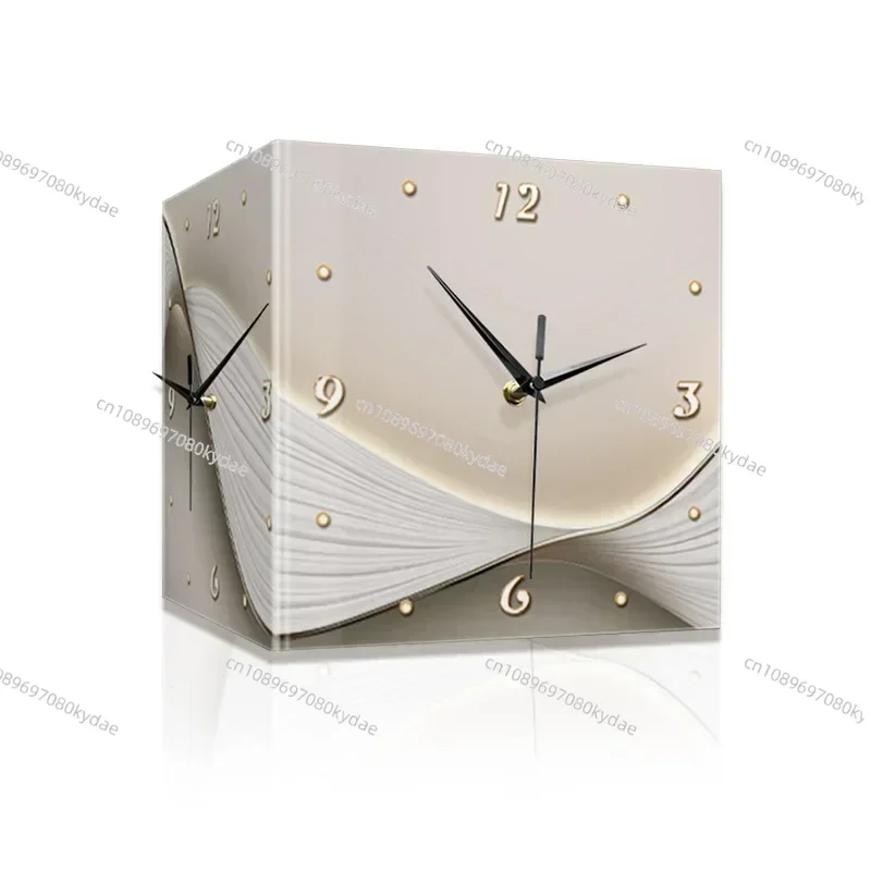 Modern Simple Corner Lamp Double-sided Clock Household Living Room Corner Led Stereo Clock Punch-free Corner Wall Clock