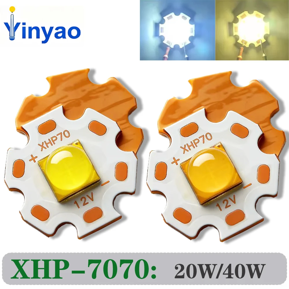 DC3V 6V 12V XHP70 High Power 7070 White LED Chip Copper Bracket 20W 40W Suitable For Flashlight Searchlight Headlight Lamp Beads