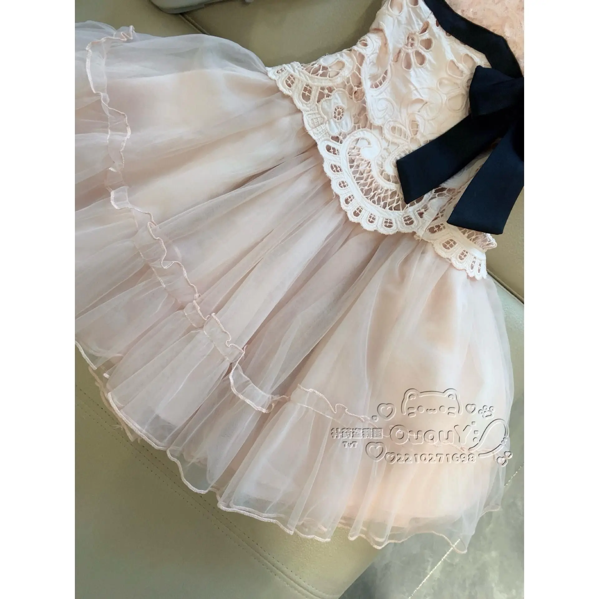 French Coquette Lace Bow Ruffled Strap Mini Dress Women Slim Fit High Waist Tulle Mini Dress Party Date Night Elegant Outfit view 4
