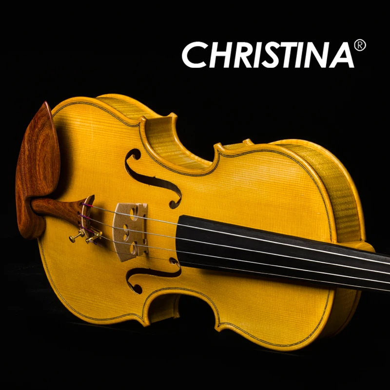 CHRISTINA Handmade Professional Violin S400Y Bright Yellow 4/4 Size Premium European Spruce Fine-grained Flame Maple
