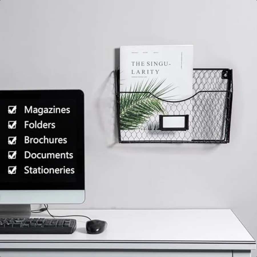 Стойка для журналов NA Mesh, 3-х карманов, настенное крепление, подвесной держатель для файлов, органайзер со слотом для бирки, металлическая куриная проволока, сортировщик почты, сортировщик документов