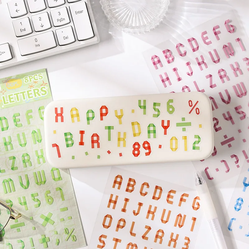 قوس قزح الأبجدية PET ملصقات الإنجليزية قطع ملصقات الزخرفية لمجلة سكرابوكينغ DIY الحرف اليدوية
