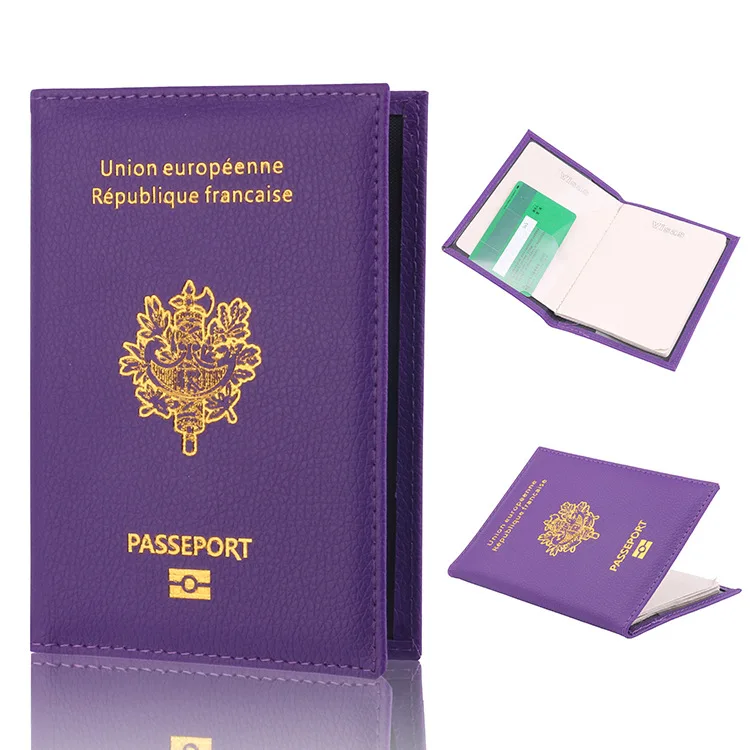 Francia copertina del passaporto slot per carte di credito in pelle PU Porte-Passeport Housse uomo donna organizzatore di passaporti francesi per i viaggi