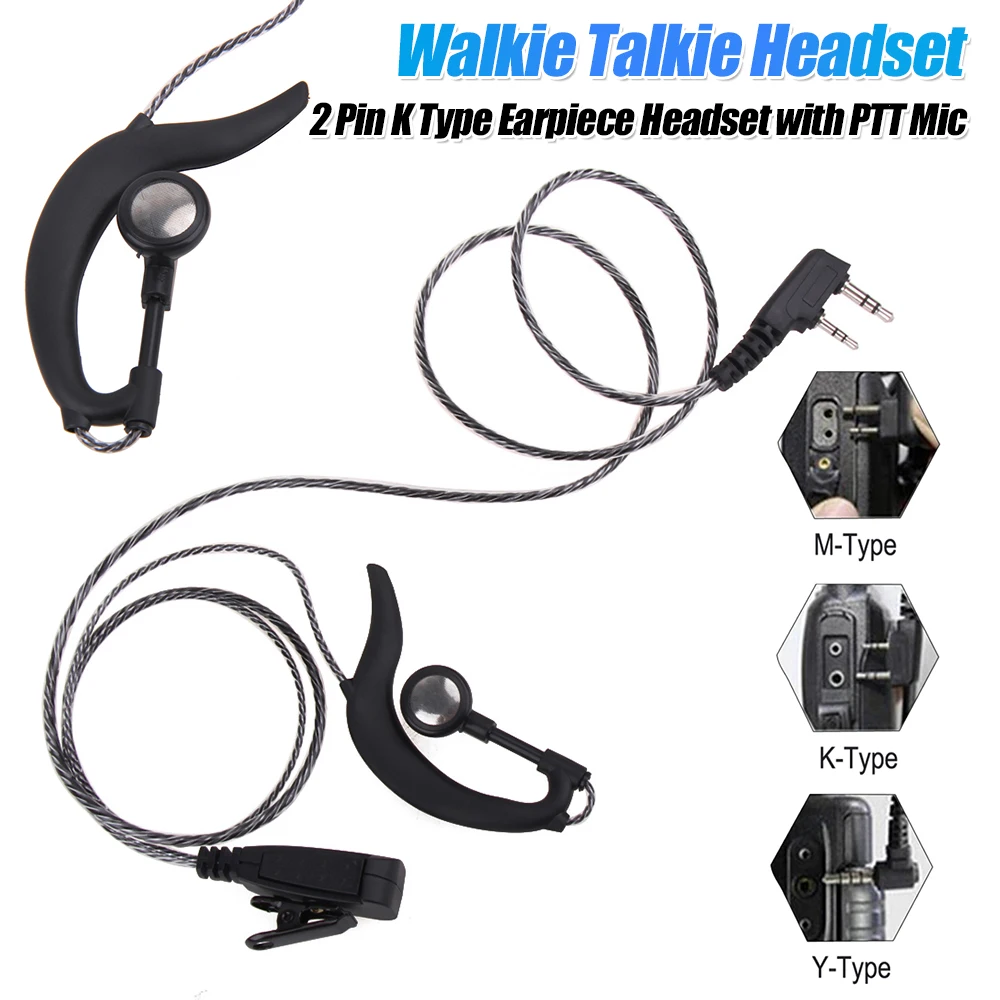 

2 Pin Walkie Talkie Earpiece Headset with PTT MIC Earphone Walkie Talkie Headset Multifunctional Accessories for BAOFENG