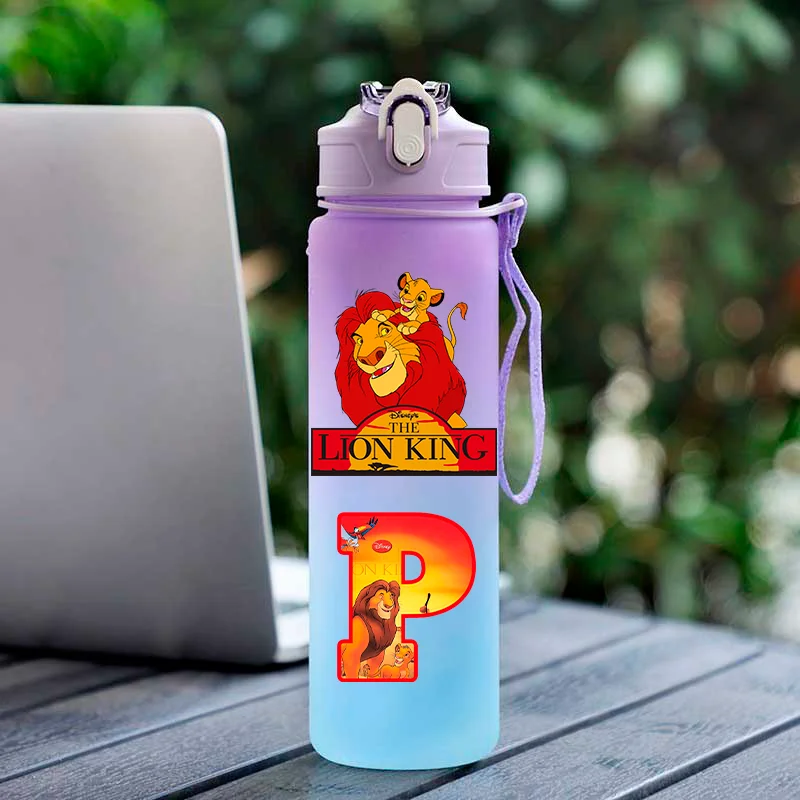 750 مللي الأسد الملك سعة كبيرة التدرج اللون كوب ماء سيمبا أنيمي الكرتون كوب ماء Mufasa هدية طالب القش زجاجة ماء