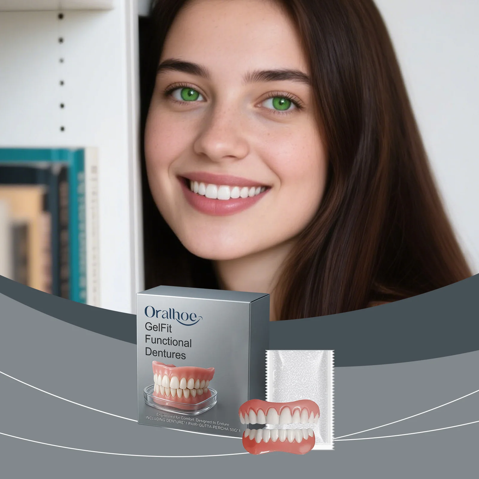 طقم طقم أسنان من السيليكون لأطقم الأسنان: مجموعة أسنان تتملأ فجوات الأسنان بشكل مريح ويعزز جماليات الابتسامة.