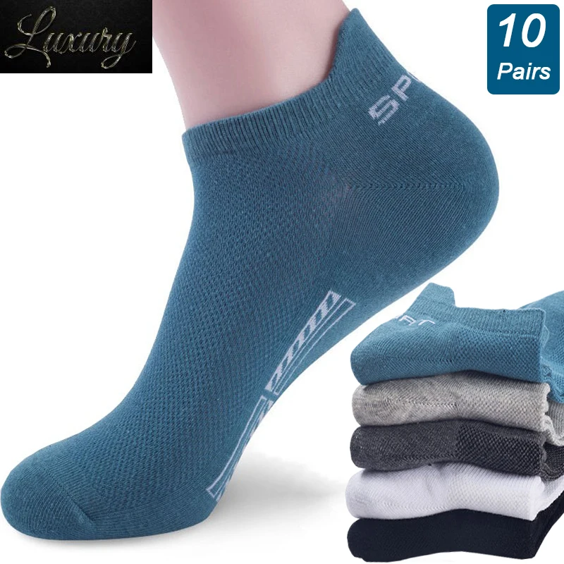 

10Pairs High Quality Men Ankle Socks Breathable Cotton Sports Mesh Casual Athletic Summer Thin Cut Short