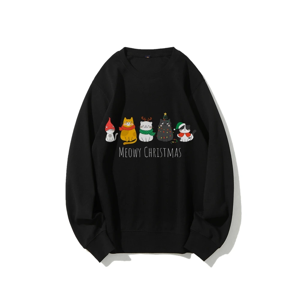 Christmas Cartoon Printed Sweater Pure Cotton High Quality Round Neck Pullover Loose Neutral Style Fashionable New Long Sleeves