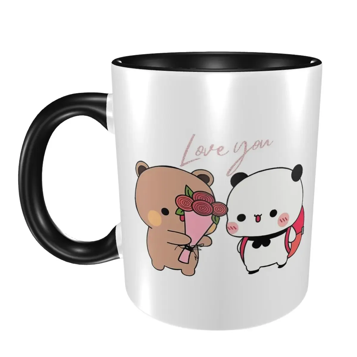 

Забавная керамическая кружка для кофе, чая или молока с изображением пары панд Дуду и Брауни, подарок для влюбленных.
