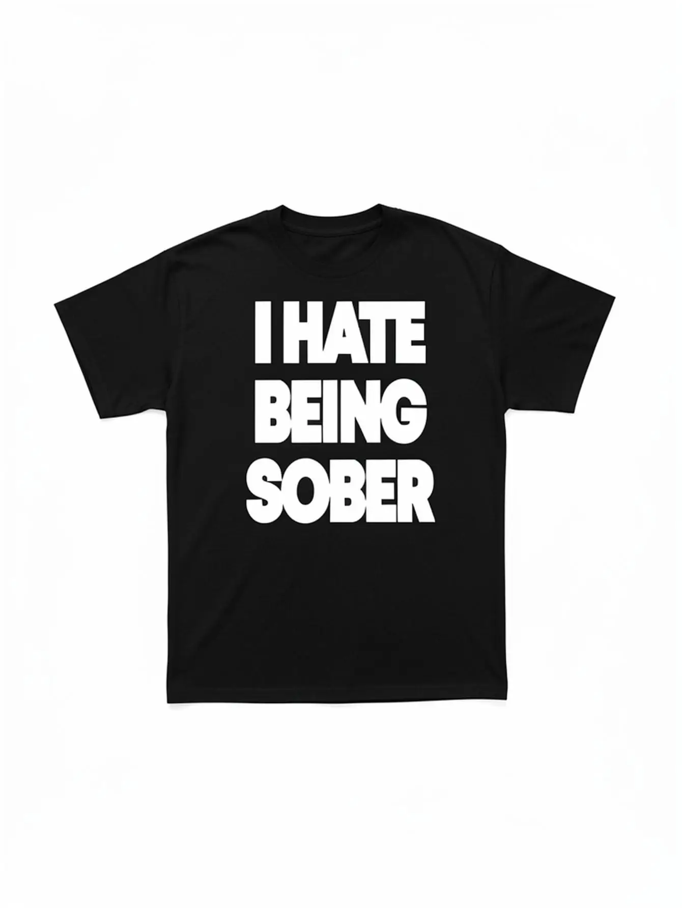 Humor Meme Black Minimalist Letter Print 