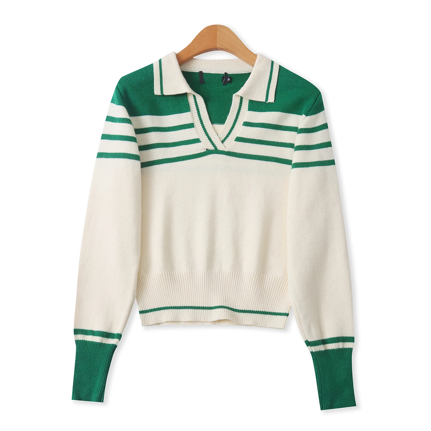 

Slim Fit Striped Knit Sweater Spring New Sle Women's Faionable Turn-down Collar Long Sve ort Top Commute Sle