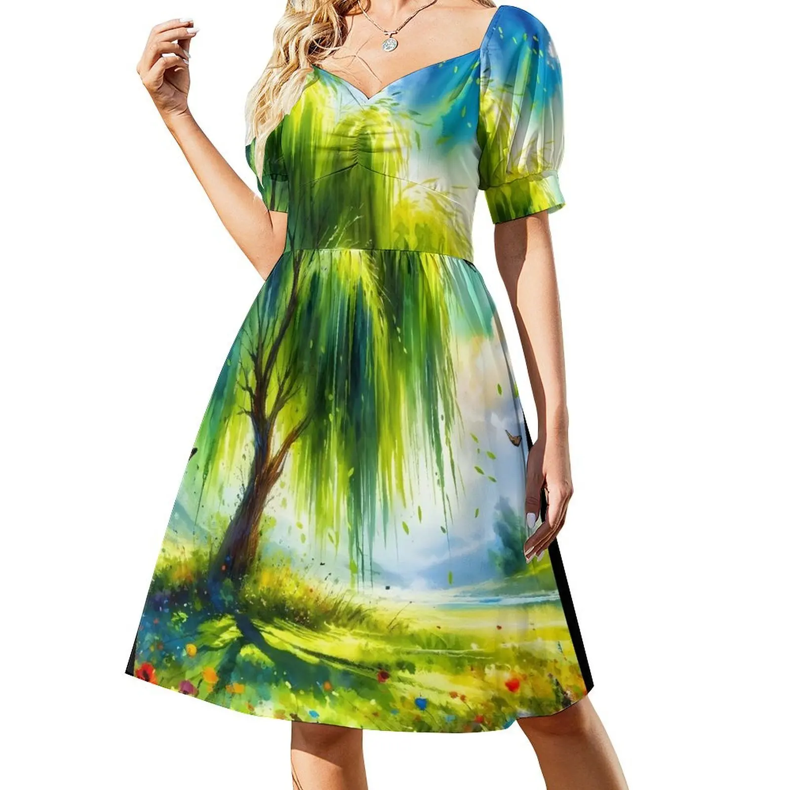 

weeping willow Short-Sleeved Dress evening dresses women women's evening dresses 2025