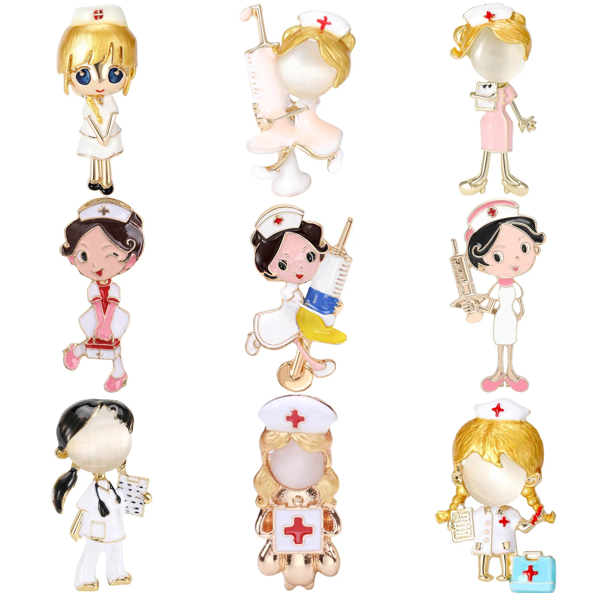 Enamel Female Nurse Brooches for Women Unisex Medical Staff Pins Banquet Party Backpack Gifts Jewelry Accessories