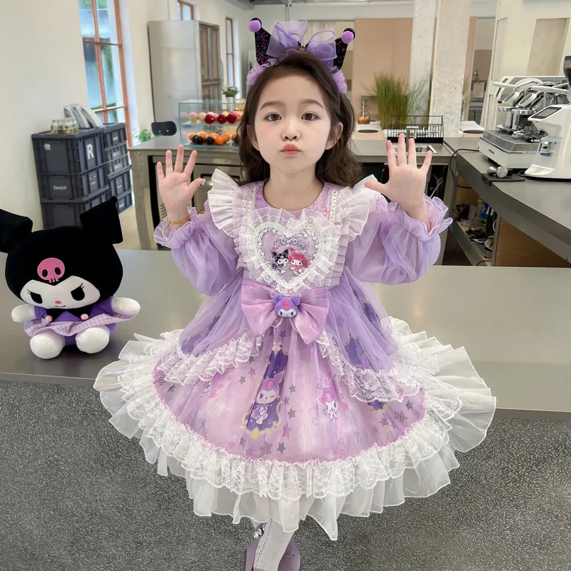 

Anime Sanrio Cosplay Princess Dress Kuromi Lolita Children's Costume Dresses Puffy Skirt Suit Halloween Cute Girl Birthday Gift