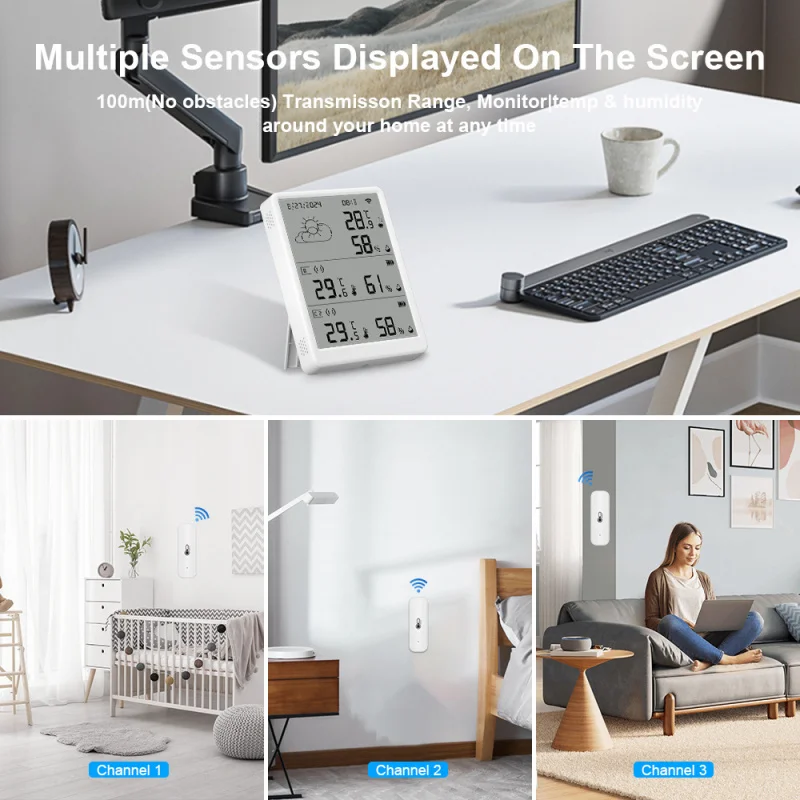 Wifi Temperature and Humidity Mother-Child WiFi Temperature and Humidity Meter Indoor Temperature Humidity Remote Monitoring