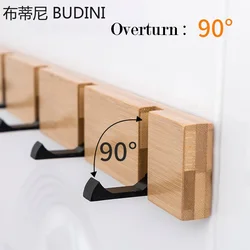 Creative Wall Hat Clothes Adhesive Solid Wood Wall Hangers  Folding Coat Hook Wooden Wall Living Room Kitchen Toilet Bamboo Rack