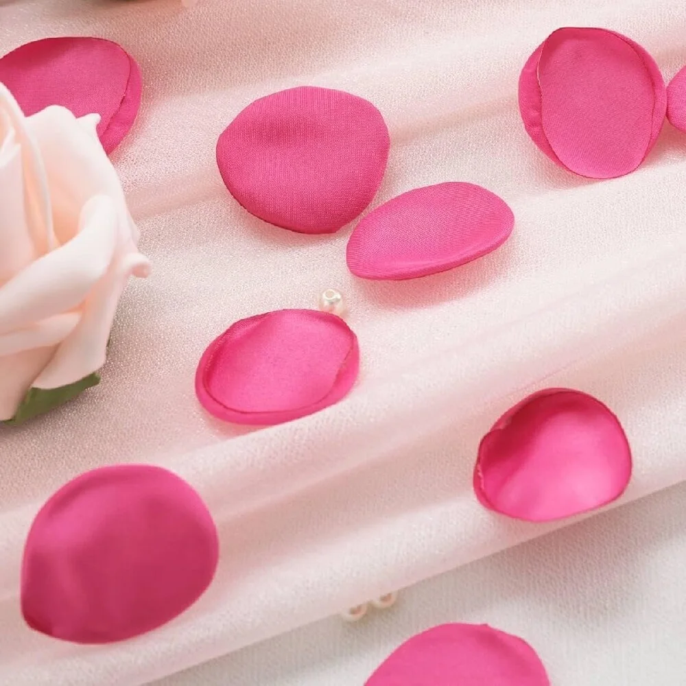 200 Uds. Pétalos de flores de seda rosa intenso para boda, pétalos de rosa para decoración de aniversarios y fiestas, despedidas de soltera, Peta de niña de las flores