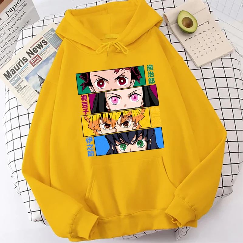 Korean Style Demon Slayer Anime Hoodies Women Fashion Sweatshirts Kimetsu No Yaiba Casual Pullovers Autumn Unisex Clothes Tops