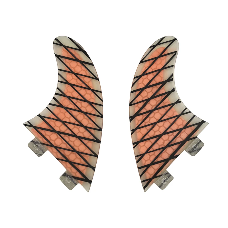 2Pcs/Set UPSURF G5 Twin Surfboard Fins FCS Plug Fiberglass Honeycomb Surf Fins Orange Color Lightweight Surfing Board Replacemen