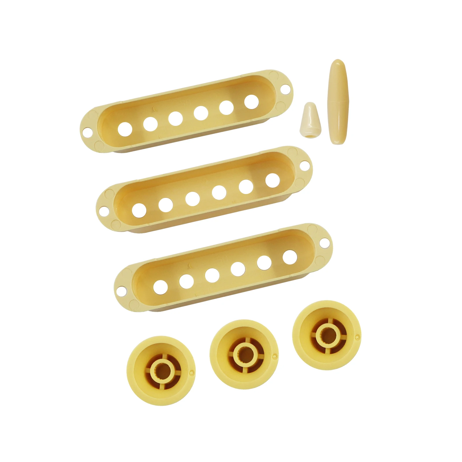 Electric Guitar SSS Pick Up Cover Single Coil Cover with Guitar Control Knobs (1Volume, 2Tone, 1Switch Tip,1Arm Bar Tip) for ST