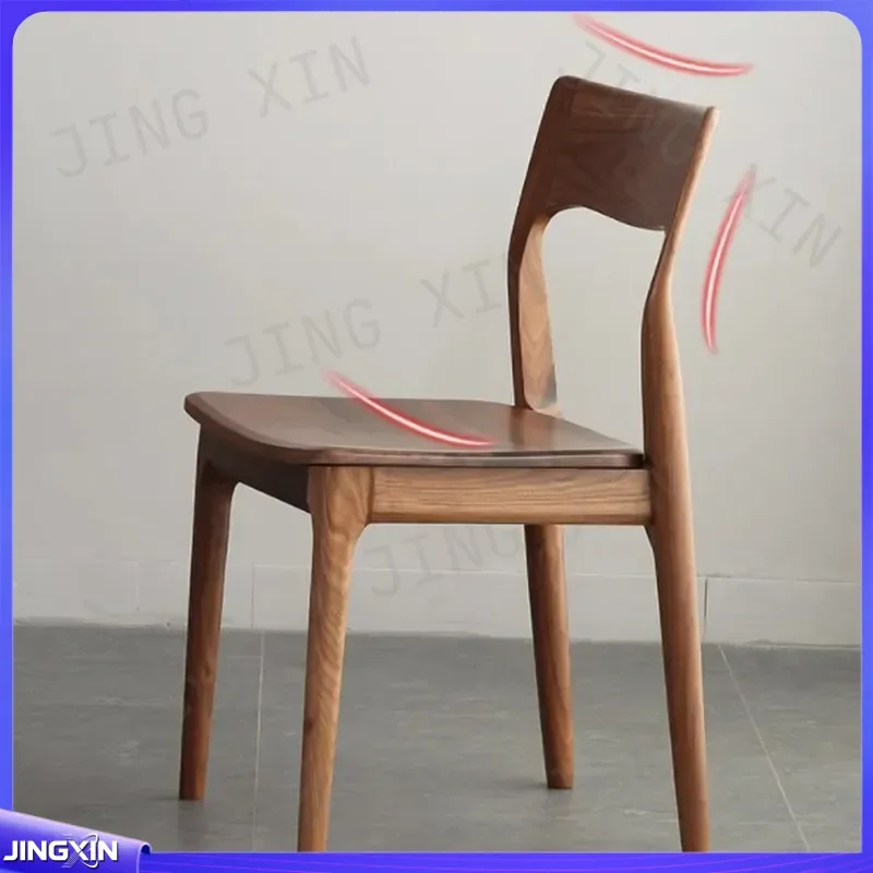 Custom for Nordic Black Walnut Solid Wood Dining Chair Modern Japanese Style Desk Bookcase Backrest Leisure Seat Furniture