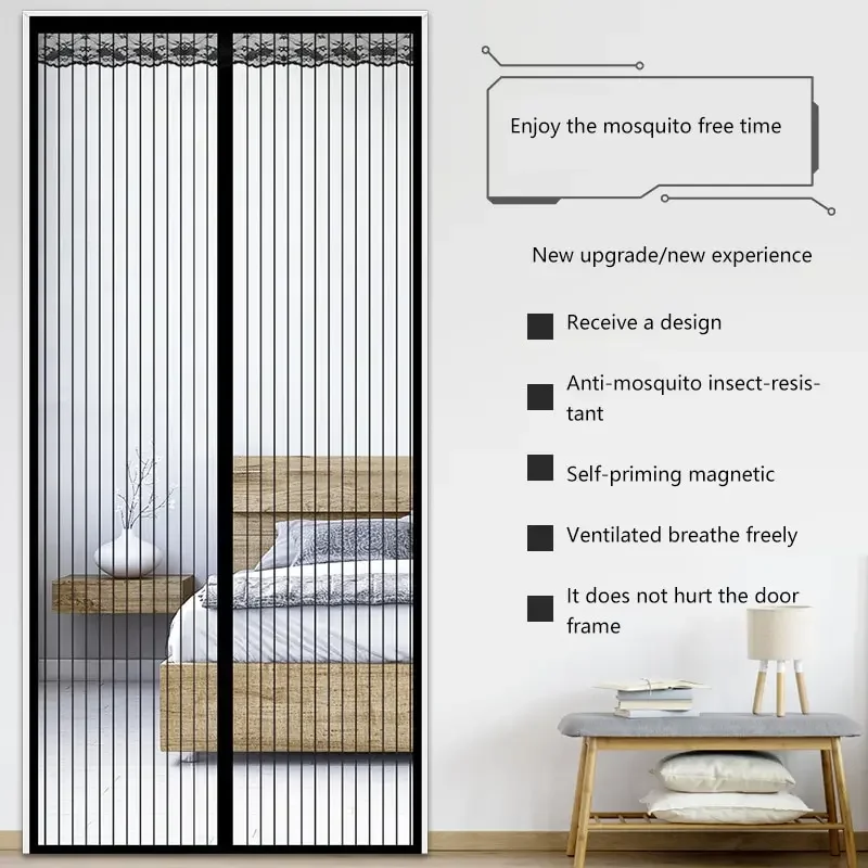 Anti Mosquito Door Curtain Invisible Ventilate Door Screen No Punching Magnetic Automatic Closing Anti Fly Bug Insect Screen