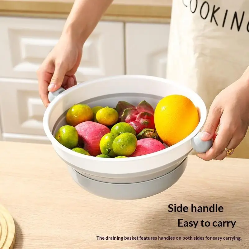 Double Layer Collapsible Colander 2 In 1 Drain Wash BPA Free For Kitchen Wash Fruits Veggies Pasta