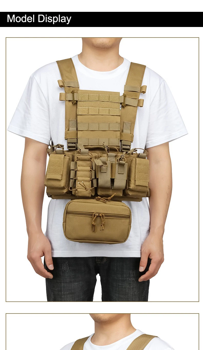 Plate-forme de poitrine de gilet tactique militaire avec sangles réglables et pochette de grande capacité pour l'aventure en plein air et les missions tactiques