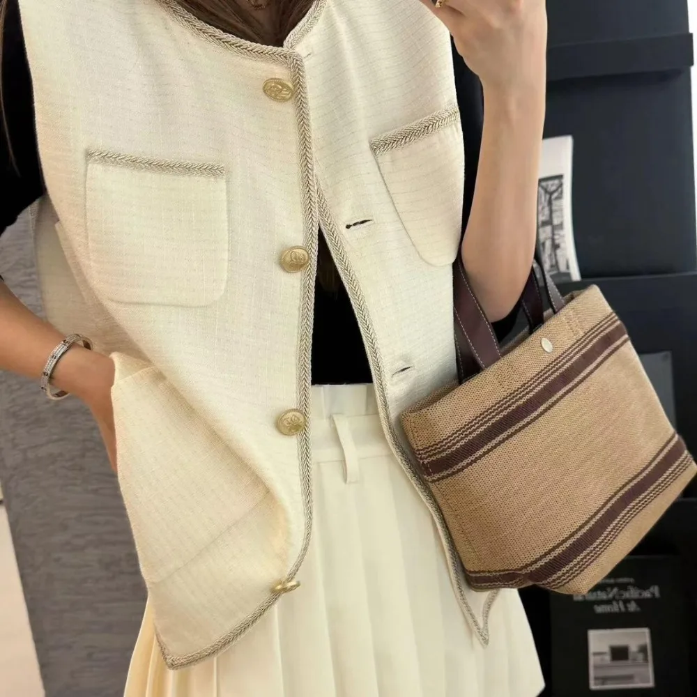 VOLVAETEC 2025 جديد ريترو الرافية المنسوجة سلة خضراوات حقيبة عصرية بسيطة واحدة الكتف Crossbody المحمولة حقيبة نسائية