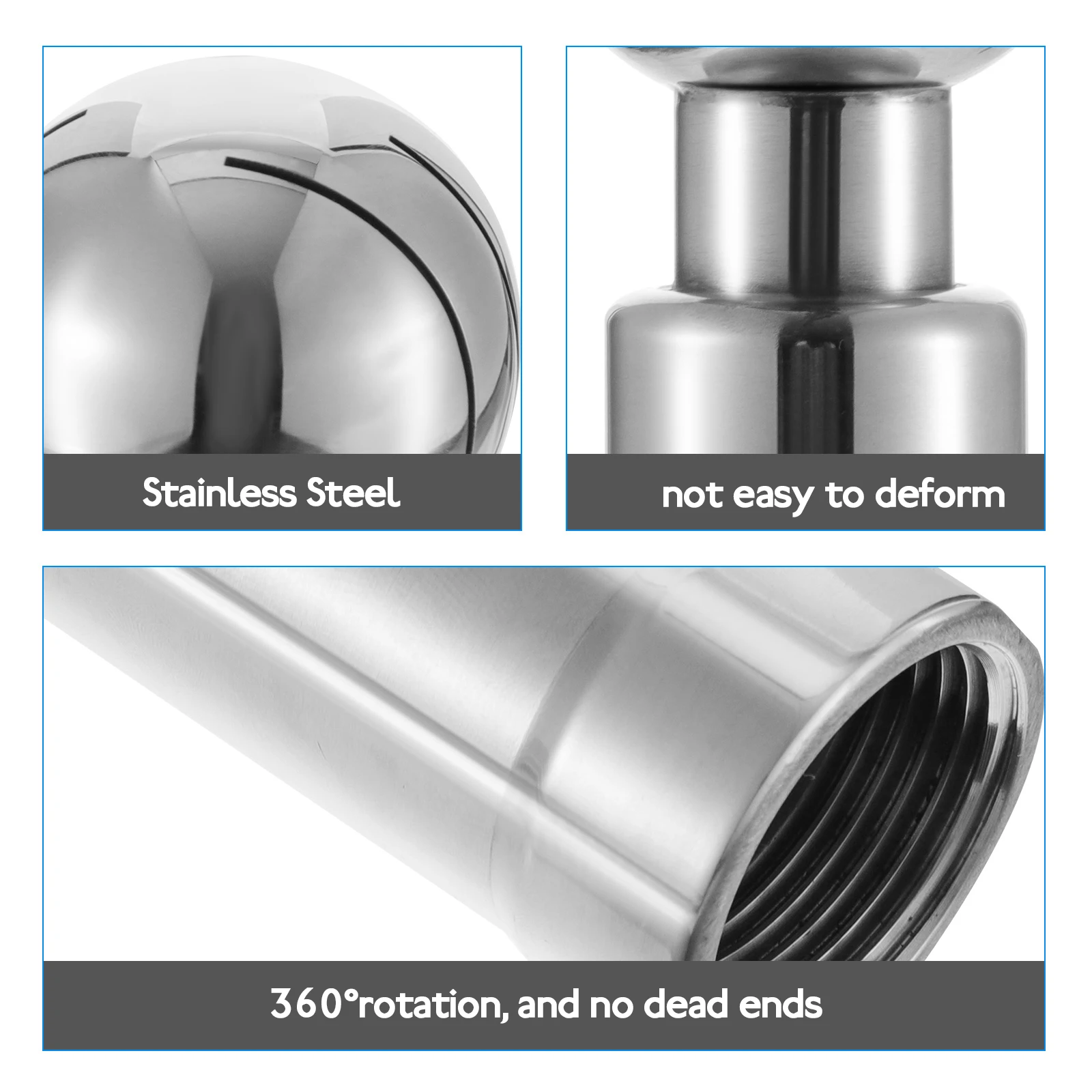 

360 Degree Rotating Tank Spray Ball Stainless Steel Durable Corrosion Resistant Uniform Wall Thick Easy Install Smooth Surface