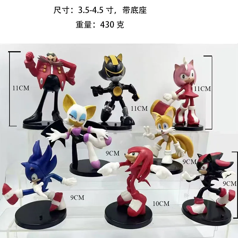

8PCS sETSonic Action Figures Clubhouse Birthday Party Cake Decoration Kawaii Anime Figure Toys for Kids PVC