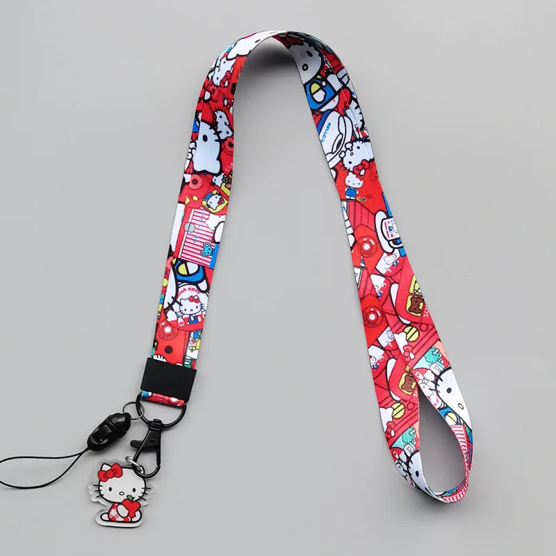 New Sanrio Lanyard for Keychain Kuromi Phone Rope HELLO KITTY Neck Strap Necktie Key Holder Accessories with Pendant