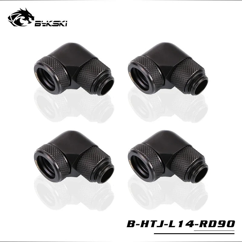 Bykski 4pcs/lots 90 Degree OD14mm Hard Tube Rotary Fitting Hand Compression Fitting G1/4' Pipe for OD14mm Acrylic PETG Tube