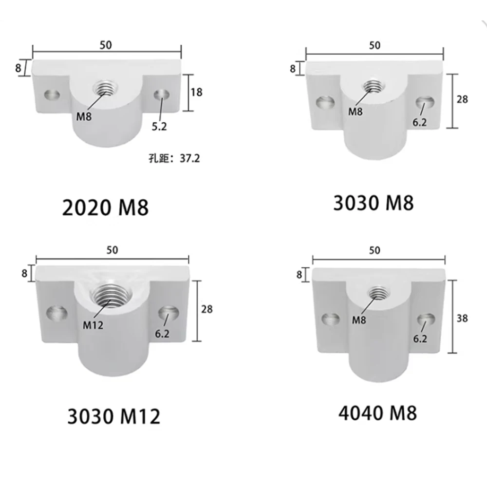 1Pcs Aluminum Profile 20/30/40/45/50 Wheel Fixing Piece Hoof Connector Connection Block Holder Caster Foot Cup Universal